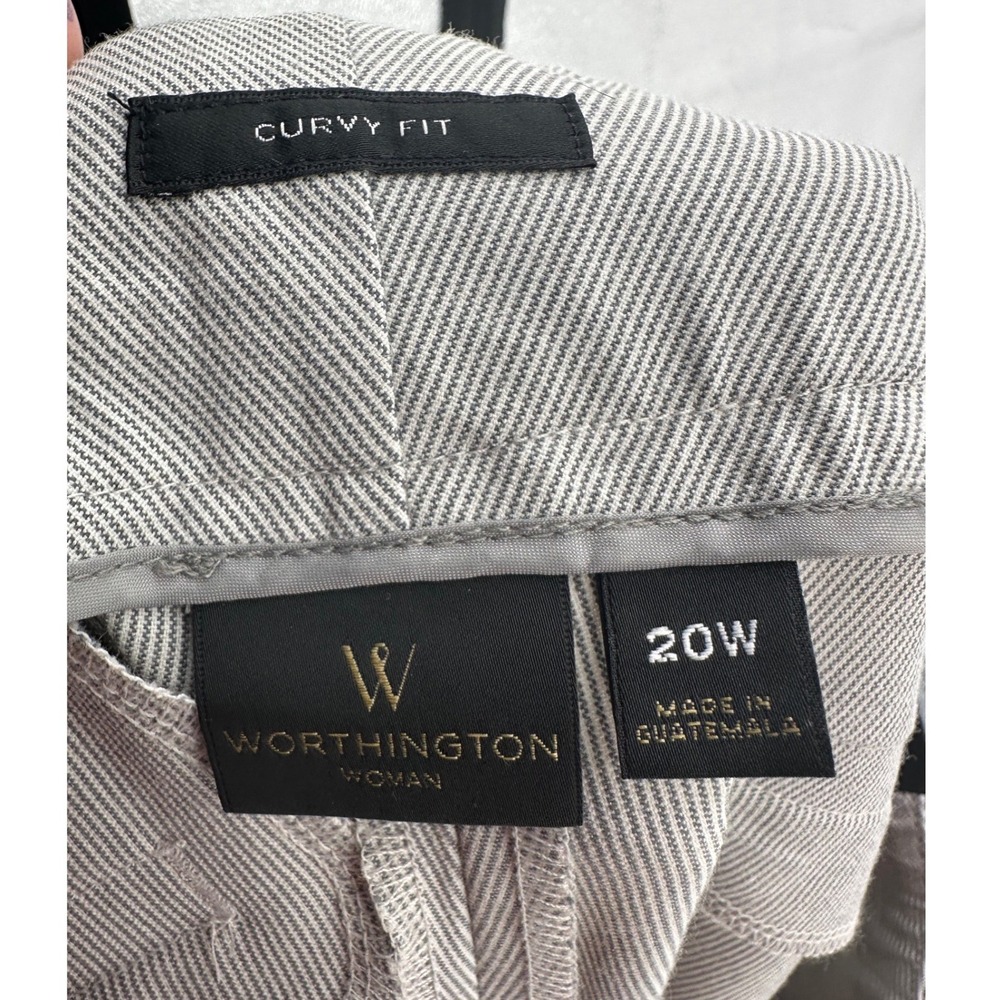 Worthington Curvy Fit Ankle Pants Grey Stripe Plus Size 20W NWT Minimalist chic - Picture 5 of 7